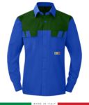 Zweifarbiges Multipro Hemd, langarm, zwei Brusttaschen, Made in Italy, zertifiziert nach EN 1149-5, EN 13034, EN 14116:2008, Farbe marineblau/ rot RU801BICT54.AZV